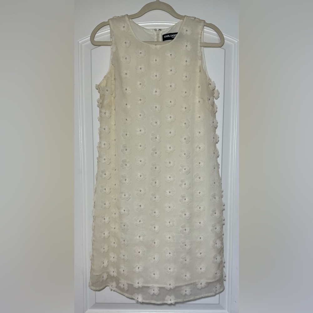 Karl Lagerfeld Paris Ivory 3D Floral Dress Size 6